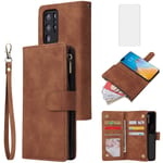 Asuwish Compatible with Huawei P40 Pro Wallet Case Tempered Glass Screen Protector and Leather Flip Cover Card Holder Stand Cell Accessories Phone Cases for Hawaii P40Pro 5G P 40 40pro Women Men Brown