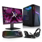 AWD-IT Ryzen 5 5600G Volt with AMD VEGA Graphics Desktop PC Monitor Package for Gaming