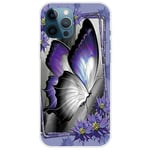 Unfading Pattern Printing IMD iPhone 14 Pro Max Deksel - Purple Butterfly