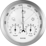 Analog inomhus/utomhus väderstation, rostfritt stål - Inkluderar barometer, hygrometer och termometer  (FMY)