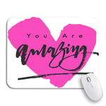 Gaming Mouse Pad Love You are Amazing Pink Big Drawing Heart Inspirational Nonslip Rubber Backing Computer Mousepad for Notebooks Mouse Mats