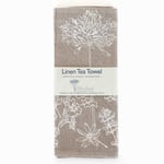 Natural Pure Linen Tea Towel. This beautiful, hand printed tea towel features garden flowers. Machine Washable At 40 degrees and will compliment your kitchen decor perfectly. Size 70 x 46cm