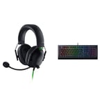 Razer BlackShark V2 X - Multi-Platform Wired Esports Headset, Black & Cynosa V2 - Membrane Gaming Keyboard (Keyboard with Soft Spring-Loaded Keys, Media Keys) UK Layout | Black