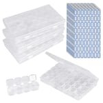 YANSHON 4 Pack 28Grids Clear Jewelry Storage Box with label Adjustable Diamond Painting Box Plastic Bead Storage Organizer with for DIY Craft Nail Art Studs Storage(112 Grids,640 Labels)