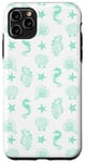 Coque pour iPhone 11 Pro Max Étoile de mer verte coquillages et hippocampe océan