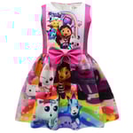 Gabby Cats Cartoon Klänning Kostymer Barn Sommar Ärmlös Vestido Rem Slips Prinsessa Klänning Bröllop Fest Födelsedagspresent Kläder 9216 120