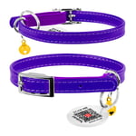 Halsband Kattunge Äkta Läder Lila