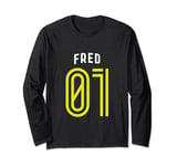 FRED 01 - Number One Team Sports Fan Varsity Style Long Sleeve T-Shirt