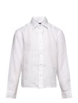 Linen-Lismore Shrt-Si-Sps Tops Shirts Long-sleeved Shirts White Ralph Lauren Kids