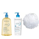 Shower Set Bundle which Contains Bioderma Atoderm Shower Oil 1L and Bioderma ...