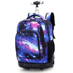 WU Starry Sky Pattern Rolling Backpack Boys And Girls Backpack with Two Wheels,D