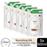 Dove Moisturising Liquid HandWash Refill Nourishing Silk for Soft Hands, 5x500ml