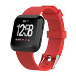 Fitbit Versa klockarmband TPE mjuk slitagetålig träningsklocka metallspänne - Röd och storlek S