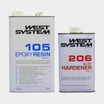West System Epoxypaket med långsam härdare 105/206 B-pack, 105-B Epoxy Resin + 206-B Slow Hardener, 6 kg (5 bas 1 härdare)