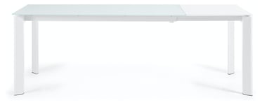 Axis, Spisebord med udtræk, moderne, glas by Kave Home (H: 76 cm. B: 160 cm. L: 90 cm., Hvid)