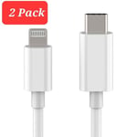 2-Pack USB-C till Lightning Kabel iPhone Snabb Laddare 2 Meter