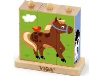 Viga Wooden Jigsaw Puzzle Educational Puzzle Viga Toys Farm 9 elements