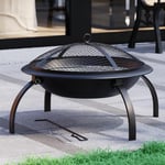 Fire Vida Folding Steel Fire Pit Black Large Fire Patio Cooking Grill