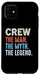 Coque pour iPhone 11 CREW The Legend Name Personnalisé Cute Idea Homme Vintage Crew
