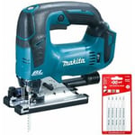 DJV182Z 18V lxt Brushless Top Handle Jigsaw Body with 5 x Blade of Metal - Makita