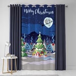 Bedlam Rideau de Porte à œillets phosphorescents - Motif Noël - 138 x 214 cm