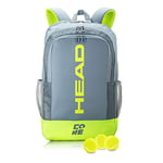 HEAD Core Sac à Dos de Tennis – Sac de Transport pour 2 Raquettes avec Bretelles rembourrées, Gris/Jaune, L, Moderne