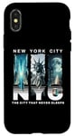 Coque pour iPhone X/XS New York City Skyline et Liberty Moonlight City ne dort jamais