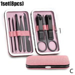 Nail Clippers Kit Tool Stainless Steel Cutter Clipper C Pink
