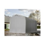 4x8m tente-garage de stockage, porte 3,5x3,5m, toile PVC d'env. 550 g/m² - gris