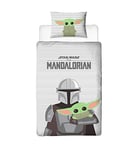 Character World Disney Official Star Wars The Mandalorian Single Duvet Cover Set | Reversible 2 Sided Bedding Including Matching Pillow Case | Grogu Baby Yoda Brands Kids Bed Set
