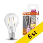 LED lampa E27 | A60 klar | 2700K | 2,2W (25W) dimbar 6st [Osram]