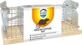 Home Defense HDNASRAT - Piège de Capture Rats Cage x1 - Capture et relâche l'animal en Toute sécurité - Piège économique Car réutilisable - Facile d'utilisation - Socle fabriqué en Bois certifié FSC
