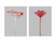 Pack Of 12 Happy Valentines Day Florist Picks X 28cm White & Red - Style Choice