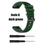 For Garmin Fenix 6 6s 6x 5 5s 5x Silicone Watch Band 20mm 22mm Dark Green