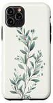 iPhone 11 Pro Leaves Botanical Plant Line Art Sage Green Wildflower Floral Case