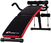 Fitness Equipment Multifunctional Weight Bench,Adjustable Arc-Shaped Decline Sit Up Bench - Exercise Bench Foldable Multipurpose Carrying Capacity 331 Lbs Black and Red,Color:With Drawstring and Armre