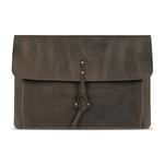Londo Real Grain Leather MacBook Pro Case with Front Pocket & Flap Closure (Olive, 13 inches)
