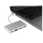 Multi Adaptateur 4 en 1 Type C pour MAC Mini APPLE Smartphone Hub 2 ports USB 2.0 1 Port USB 3.0 (ARGENT) - Neuf