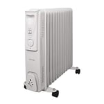 Benross 46770 Portable 13 Fin Oil Filled Radiator/Adjustable Thermostat/Automatic Overheat Protection/Cool Touch Carry Handle / 2500W / White