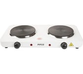 PIFCO - Double Hob Electric - Non-Slip Hot Plates Boiling Ring - 2000W, White