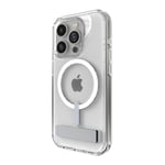 ZAGG Crystal Palace Snap iPhone 15 Pro Clear Phone Case w/Built-in Kickstand - Drop Protection (13ft/4m), Durable Graphene, Anti-Yellowing, and Scratch-Resistant MagSafe Phone Case