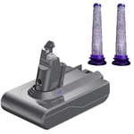 21.6V V6 DC62 batteriadapter + 2 förfilter kompatibla med Dyson V6 SV04 SV03 DC58 DC59 DC61 DC74