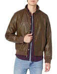 Tommy Hilfiger Men's Faux Leather Bomber Jacket, Earth, M