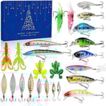 Julkalender för Fiske - Set med Fiskeutrustning, Fiskegrejer för Vuxna Män Pojkar, Fisketillbehör (24 st) B