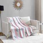 Juicy Couture Cabana Plush Pink Striped 50"X70" Fuzzy Throw Blanket - Luxurious Microfiber Plush Blanket for Ultimate Comfort and Cozy Warmth