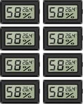 Lot de 8 mini thermomètres (°C) hygromètre numérique d'intérieur avec capteur de température pour serre, voiture, bureau à domicile