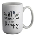 Gardening Is My Therapy Garden White 15oz Large Mug Cup Gift