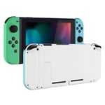 eXtremeRate Soft Touch White Back Plate for Nintendo Switch Console, NS Joy con Handheld Controller Mint Green & Heaven Blue Housing with Full Set Buttons, DIY Replacement Shell for Nintendo Switch