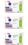 NIVEA Biodegradable Cleansing Wipes Sensitive Skin, 25 Wipes  x 3