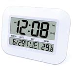 Horloge Murale NuméRique à Piles Simple Grand RéVeil LCD TempéRature Calendrier Date Jour pour Bureau à Domicile